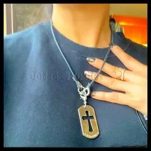 アクセサリー D&G cross dog tag leather necklace D&G cross dog tag leather necklace